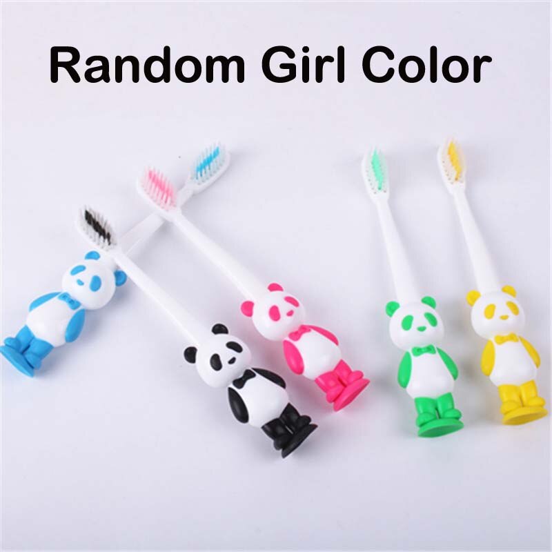 2Pcs/Lot Kids Baby Toothbrush Teether Training Children's Tooth Brush Soft Bristle Mouth Clean Teeth Cleaning Panda Toothbrush: 2Pcs Panda for Girl