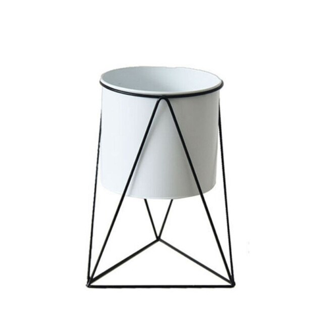 Home Plant Pot Bedroom Metal Garden Decor Flower Shelf Planter Display: White S
