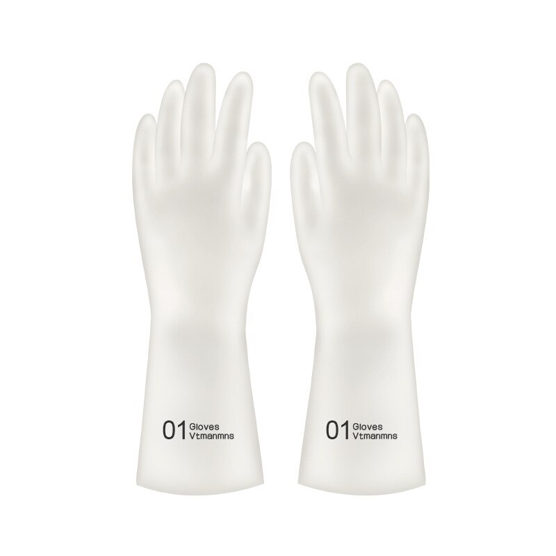 Guantes de goma para lavar platos de cocina, manoplas de manga larga resistentes al desgaste, accesorios de limpieza para el hogar, 1 par: D / S