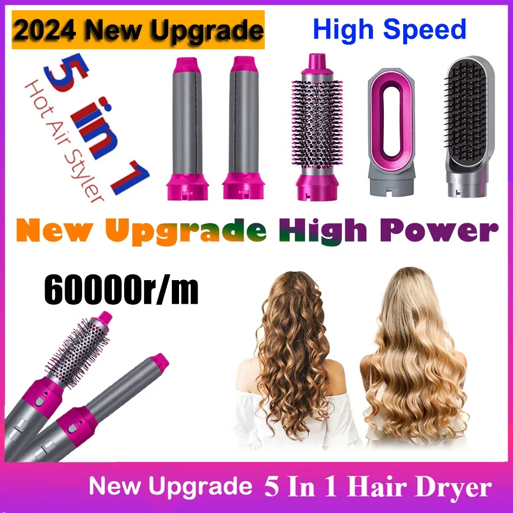 Upgrade 5 in 1 Hair Dryer 60000rpm High Speed Air Brush Hair Styler Tools for Dyson Airwrap with Curling Barrel