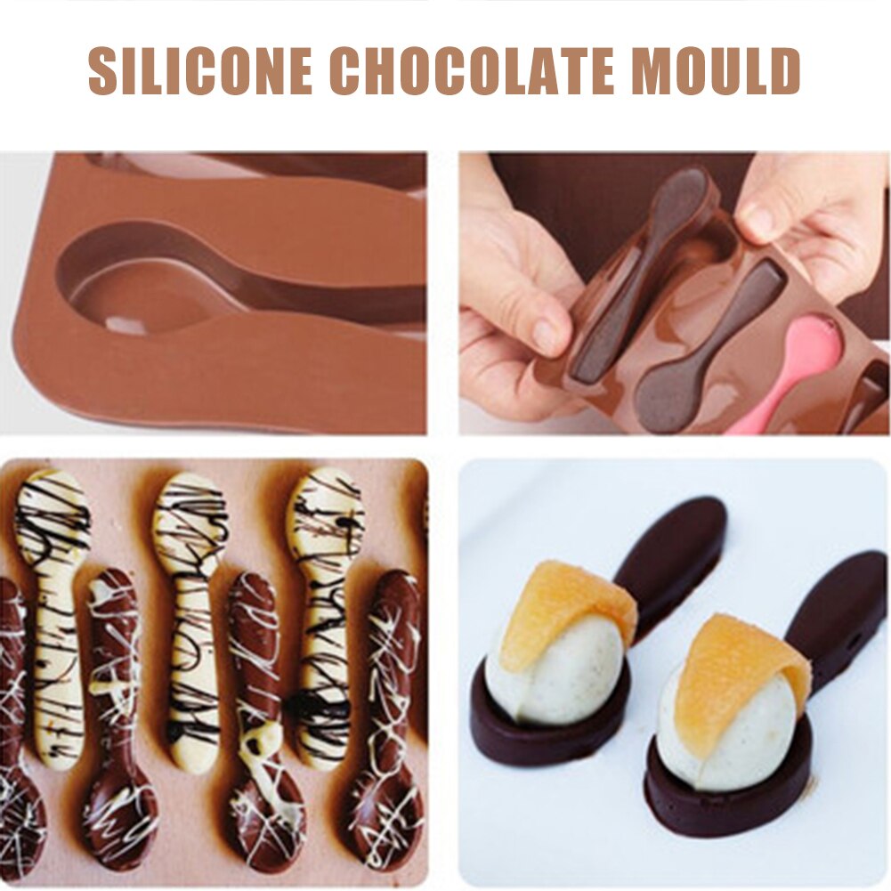 6 Spoon Silicone Mold High Temperature Resistant Ice Mould for Chocolate Candy Baking Cake Decoration HKS99