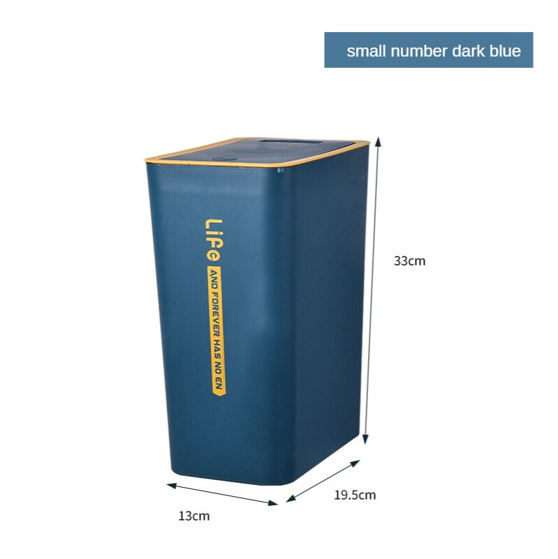 10/15L Nordic Press Waste Bin With Lid Kitchen Recycling Bins Bedroom Thickened Plastic Classification Trash Can: Blue-S