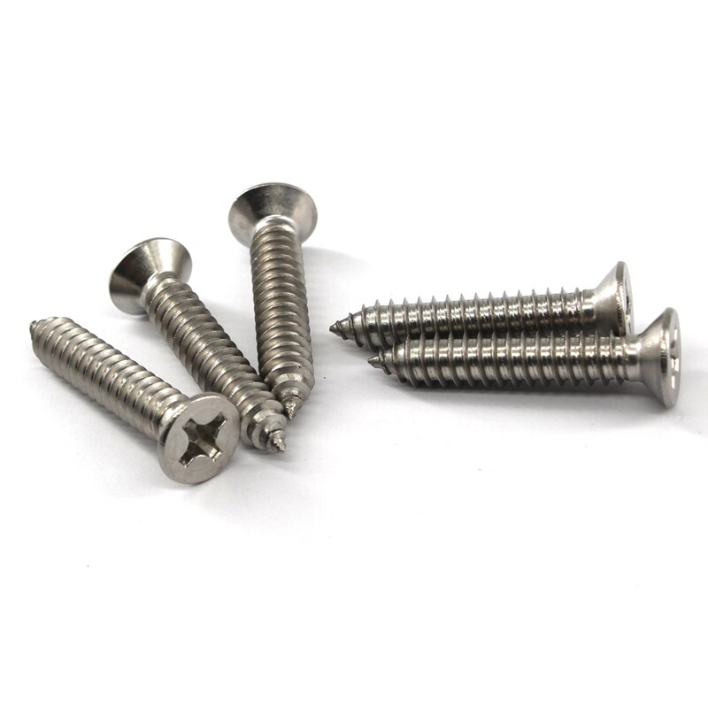(30 Pieces) M6 Phillips Screws 304 Stainless Steel Flat Head Self Tapping Screws 12/16/20/25/30/35/40/45/50/55/60mm