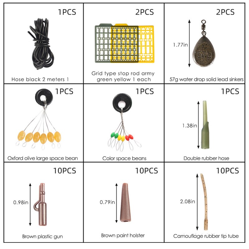 252 pièces carpe Kit de matériel de pêche boîte de matériel de pêche accessoires Case crochet de poisson pièces d'appât Kit ensemble boîtes de matériel de pêche