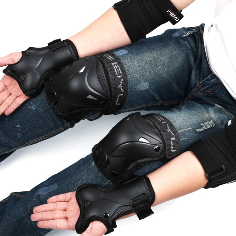 6 stk/sett sykling skøyter beskyttelsesutstyr knealbuebeskyttere håndleddsbeskyttere utendørs sport sikkerhetsbeskytter body sett