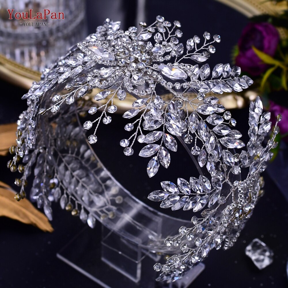YouLaPan Rhinestone ślubny nakrycie głowy panny młodej kobieta luksusowe akcesoria do włosów opaska na ślubne nakrycia głowy ślubna tiara HP409
