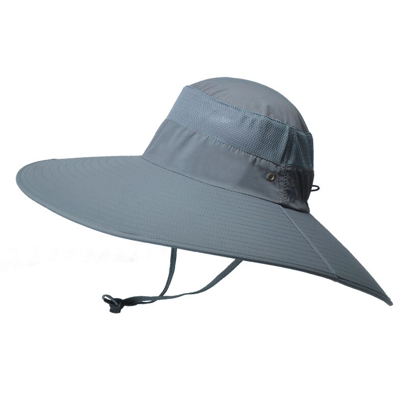 Sombrero de pescador de ala ancha y grande para hombre y mujer, gorra de pescador de 15CM, resistente al agua, unicolor, para pescar, deportes, senderismo, gorros de Montañismo: Gray
