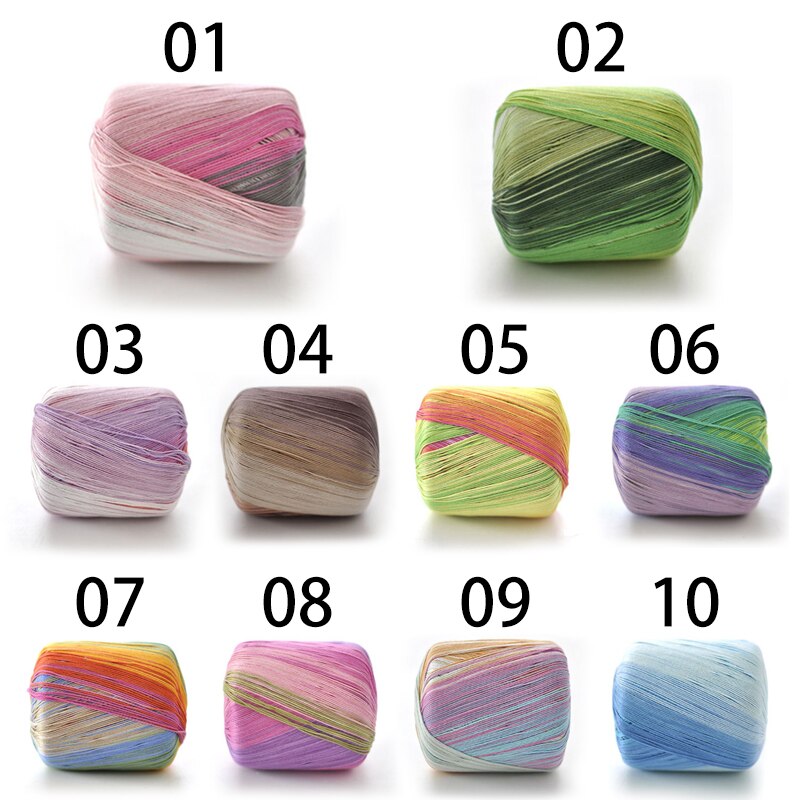 40G/Bal Katoen Metallic Kant Regenboog Garen Kleurrijke Dunne Draad Voor Diy Hand Haken Breien Door 1.5-2.5Mm Haaknaalden