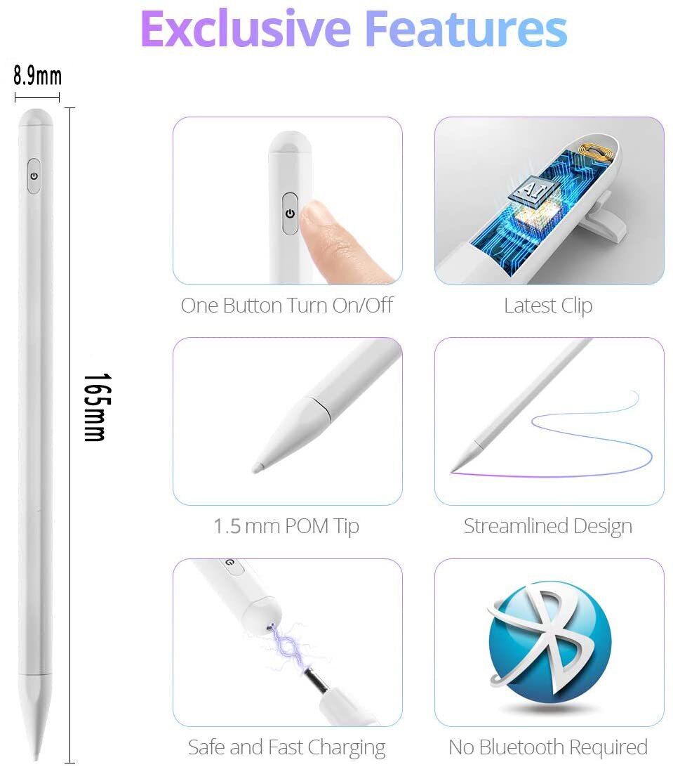Palm Rejection Stylus Pen For Apple iPad 9.7 Pro 11 12.9 Air 3 4 10.5 10.2 6th 7th 8th 10.9 Touch Pencil