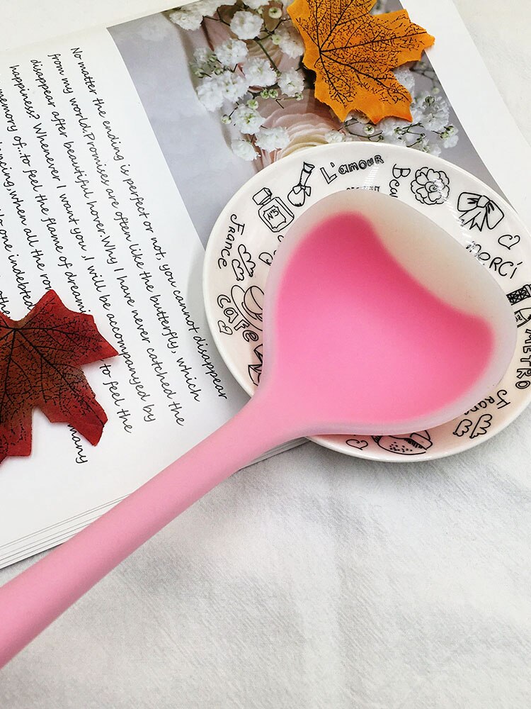 Long Handle Silicone Soup Spoon High-Temperature Anti Handle Non-Stick Large Food Spoons Cooking Utensils Kitchen Tool