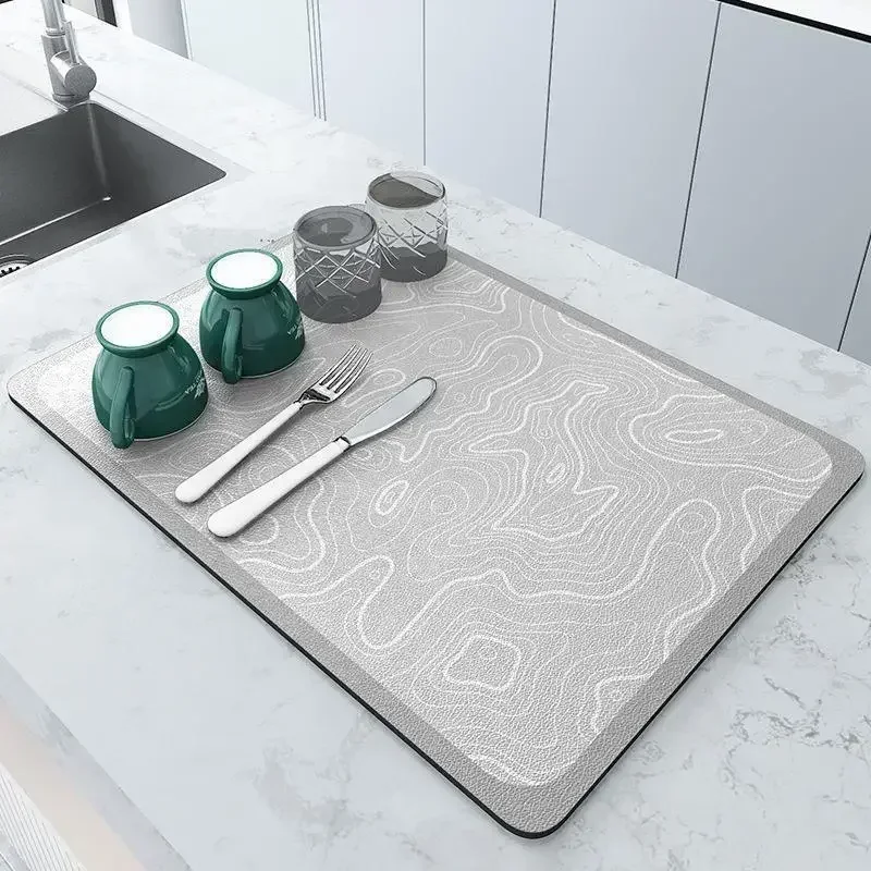 Küchenmatte, Abtropffläche, Küchenunterlage, Kaffee, saugfähig, Tischsets, Trocknung, Geschirr, Unterlage, Erzähler, Cocina-Matten für Küchenzubehör: M / Elfenbein