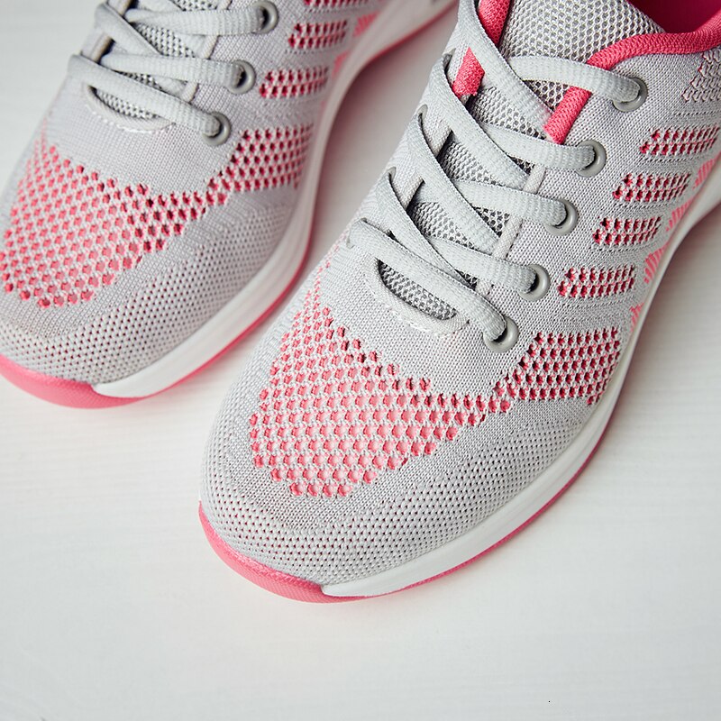 4 CM High Heel Sport Shoes Women Breathable Mesh Sneakers Air Cushion Soft Sole Gym Shoes Lace Up Outdoor Running Shoes Jogging