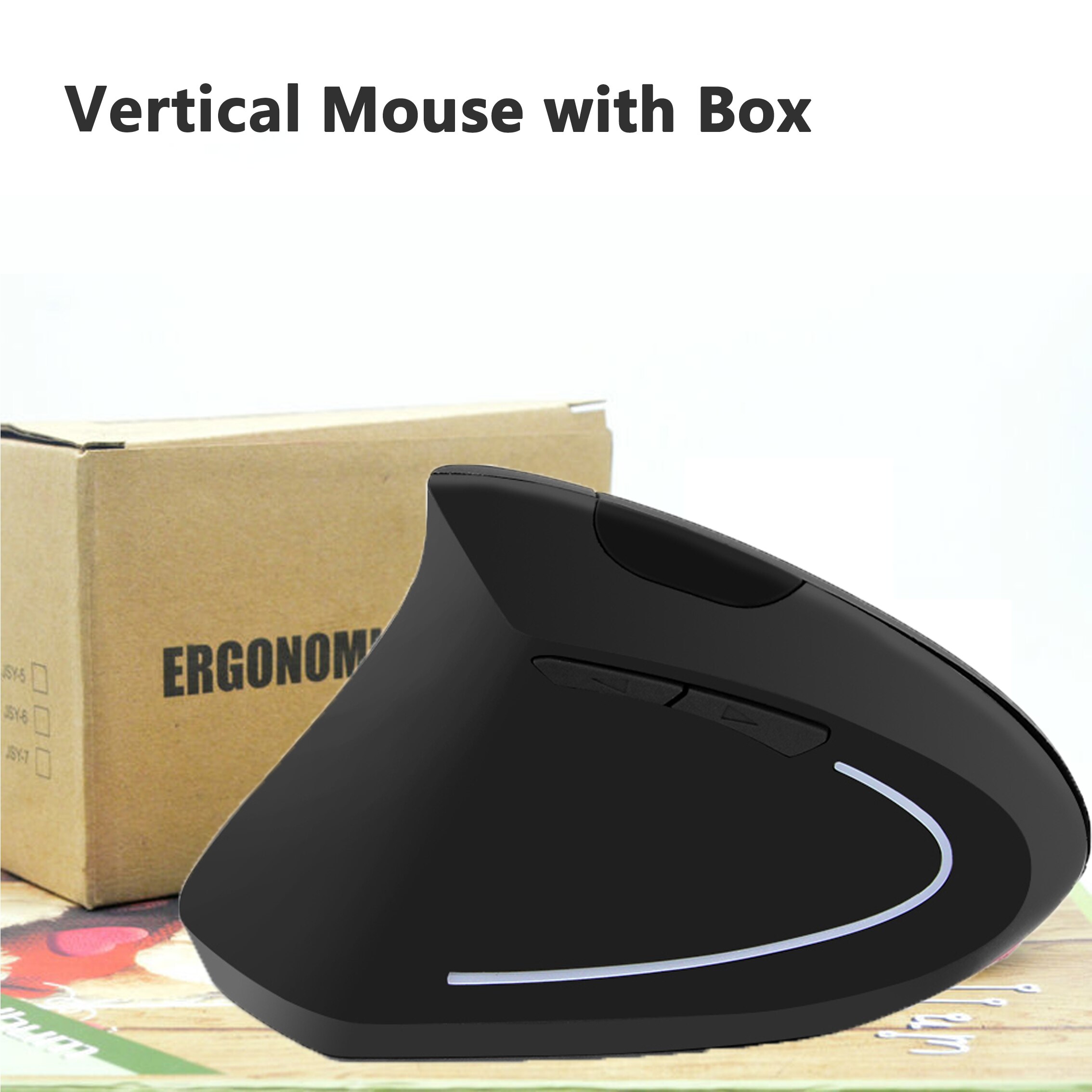 Wireless Vertical Mouse Ergonomic Left Hand Mause 1600DPI Optical Mouse Office Rechargeable Gamer Mice with Mousepad For Laptop: Mouse and Box