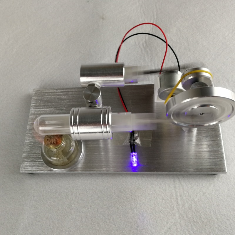 Dua Silinder Diy Stirling Mesin Eksternal Mesin Pembakaran Sekolah Demonstrasi Putih Peleton Lampu untuk Pendidikan Tk T