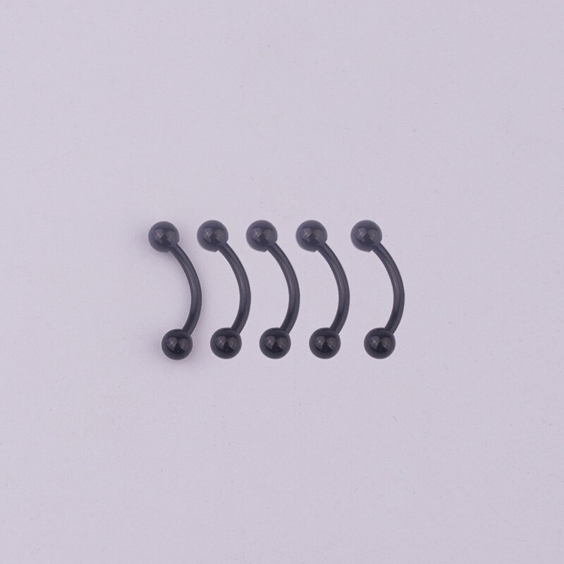 1pcs/lot 6/8/10mm Surgical Steel 3mm Ball Eyebrow Piercing Curved Barbell Lip Ring Snug Daith Helix Rook Earring: Black / bar length 10mm