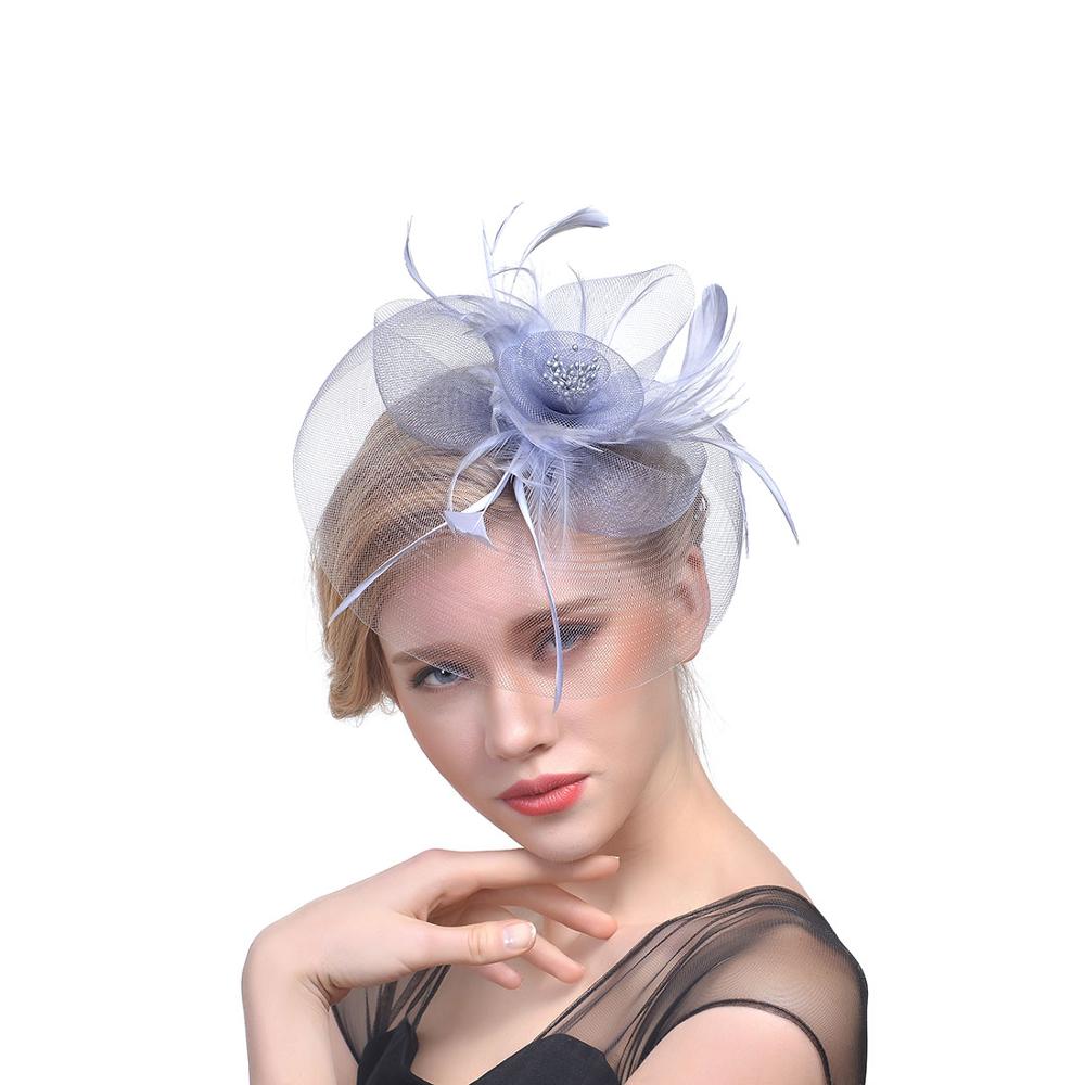 Vintage brude hatte fjer hovedbeklædning blomst fascinator stor gatsby brude hovedbeklædning til bryllupsfest elfenben hvid rød pink prom: Som billeder