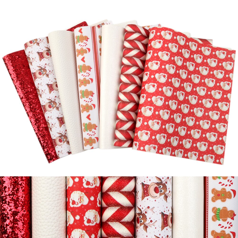 20*34cm jul assorteret kunstlæder stof til syning af kunstig syntetisk pvc til diy taske sko materiale ,1 yc 12652