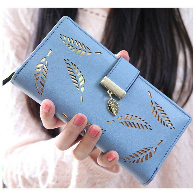 Cartera Retro Vintage de cuero PU para mujer, Cartera de longitud larga, tarjetero, Clutch sólido, billeteras estándar huecas