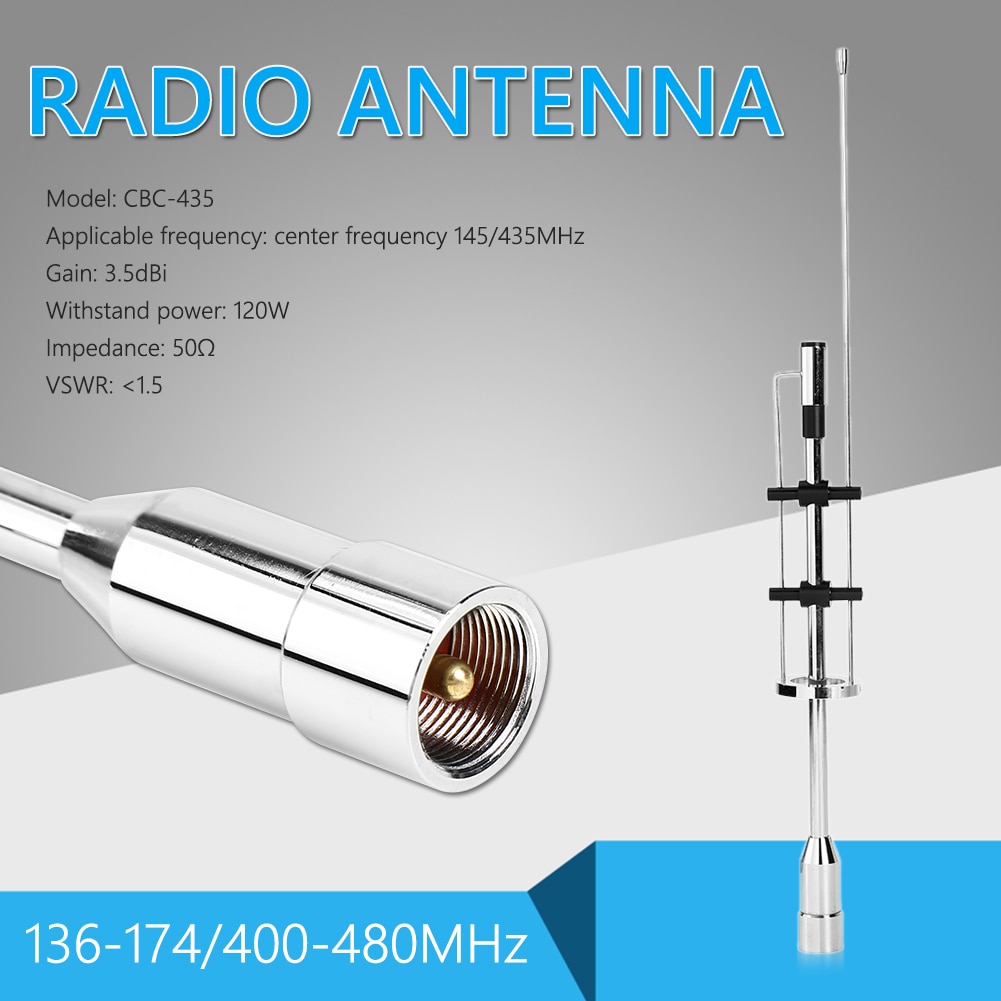 Antenne double bande CBC-435 UHF VHF 145/435MHz, pièces de voiture d'extérieur décoration pour Radio Mobile, connecteur PL-259
