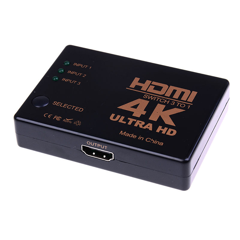 1PCS 3 Port 4K*2K 1080P Switcher HDMI Switch Selector 3x1 Splitter Box Ultra HD for HDTV Xbox PS3 PS4 Multimedia