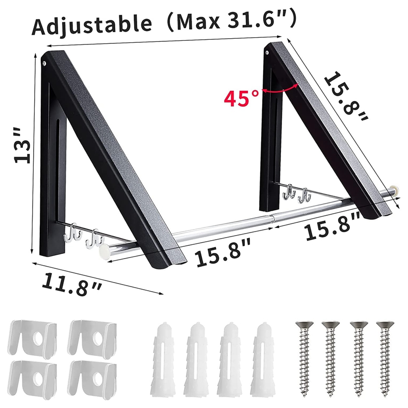 Retractable Clothes Rack-Laundry Room Drying Rack Wall Mounted Clothes Hanger Foldable Clothes Wall Hanger