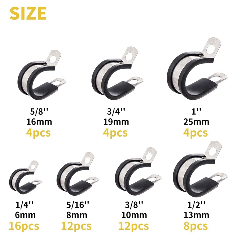 304 Stainless Steel Cable Clamp Rubber Pads, Pipe Clamps Are Used For Wiring, Wiring, Tubing, And Cords.