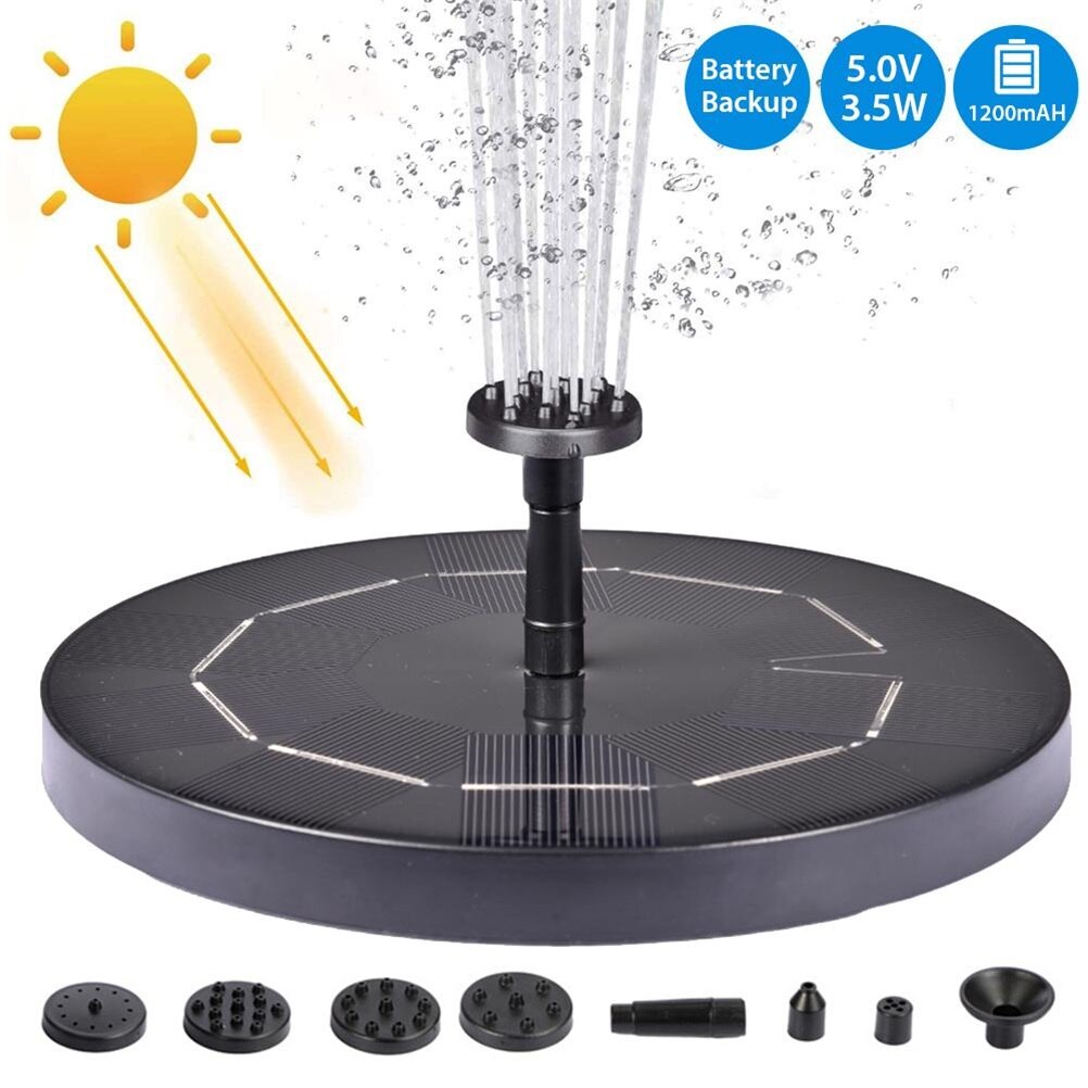 Mini Solar Power Water Fountain Garden Pool Pond 18-45cm Outdoor Solar Panel Bird Bath Floating Water Fountain Pump Garden Decor: 3.5W