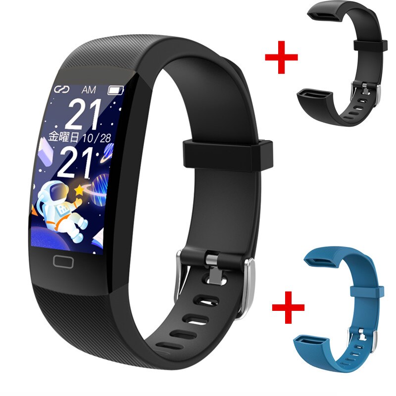 Pulsera inteligente F64T, dispositivo resistente al agua IP68, con monitor de temperatura corporal, frecuencia cardíaca, presión arterial y oxígeno, novedad de 2022: and black blue