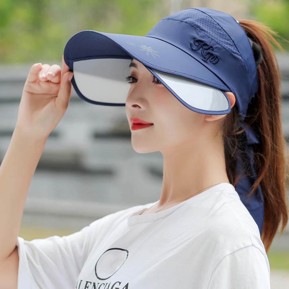 Verano sol sombrero visera gorras mujer escalable ala vacía arriba de béisbol gorra de protección UV playa visera del sol sombreros para las mujeres