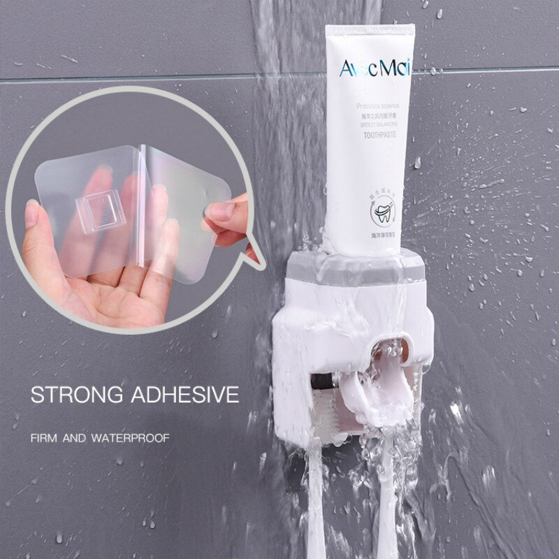 Wall Mount Toothpaste Dispenser Bathroom Accessories Home Waterproof Lazy Toothpaste Squeezer Toothbrush Holder Hooks
