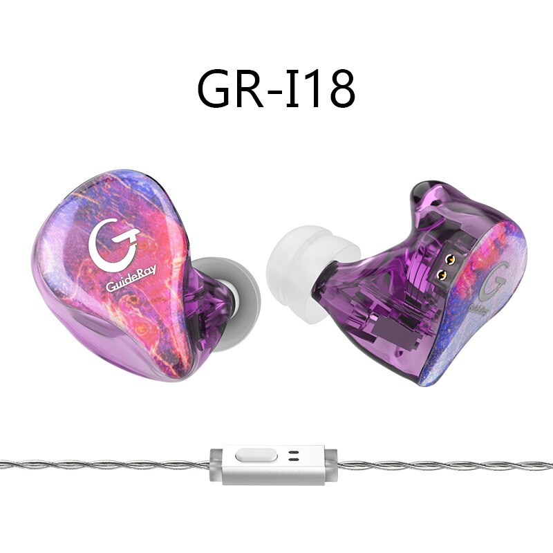 GuideRay GR-i18 /GR-i58/GR-i68 1DD + 1BA auriculares HiFi híbridos en la oreja auriculares deportivos de música con Cable de 0,78mm ZSX BL03 ZSN PRO X T2: GR-i18 with mic