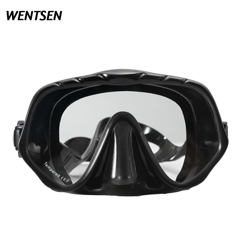 2020new big view Snorkel Diving Mask kits Snorkels Anti-Fog Goggles underwater spearfishing scuba diving equip: Black mirror