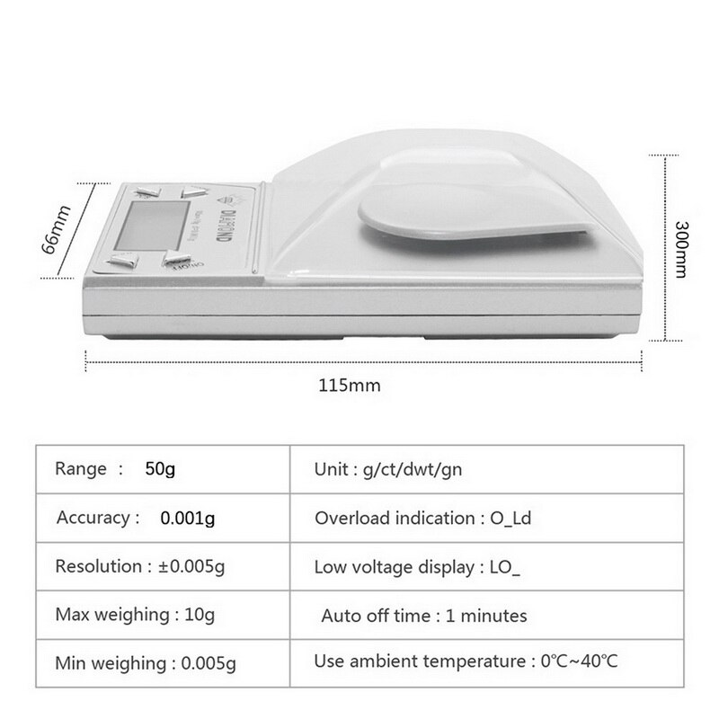 50g/20g/10g 0.001g bærbar høy presisjon lcd digitale smykker skala lab balanse blå bakgrunnsbelysning vekt gram lomme skala: 50g 0.001g