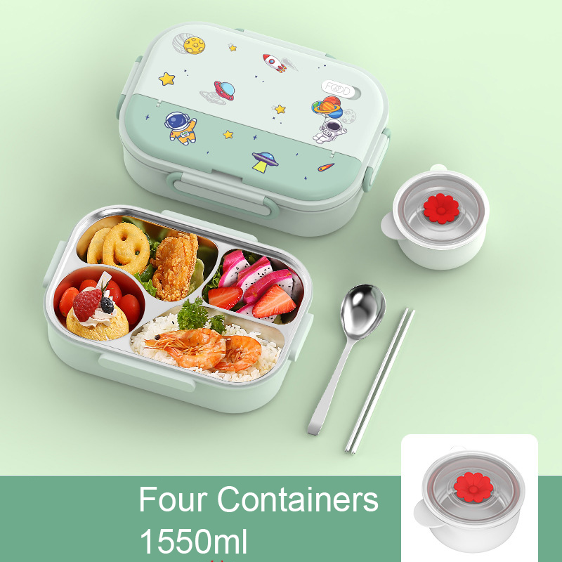 PizzAthome 316 Stainless Steel Lunch Box Food Grade Bento Box for Kids Adult Stackable 2 Layer Containers Leakproof Lunch Box: WHITE