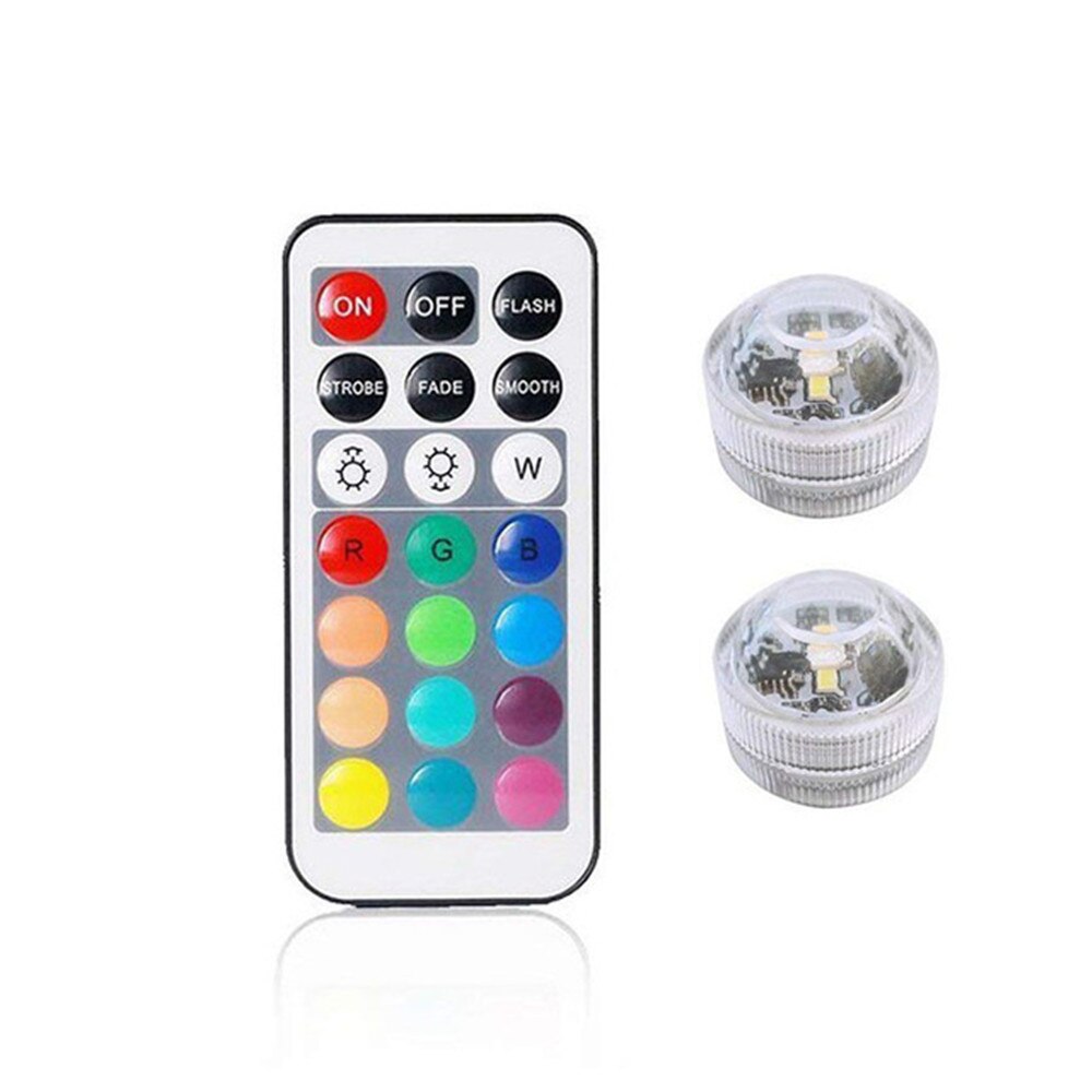 Remote Controlled RGB Submersible Light Battery Operated Underwater Night Lamp Vase Bowl Outdoor Garden Wedding Party Decoration: 2 lamp 1controller