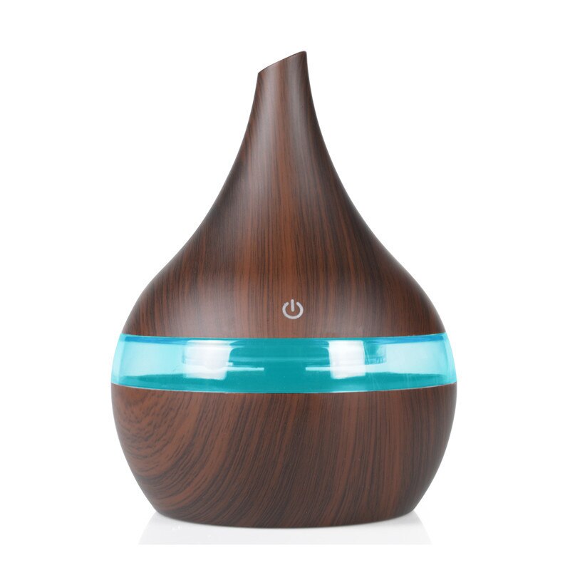 300ml wood grain aromatherapy essential oil diffuser 7 color Moon light ultrasonic cold fog Mini humidifier air purifier: YELLOW
