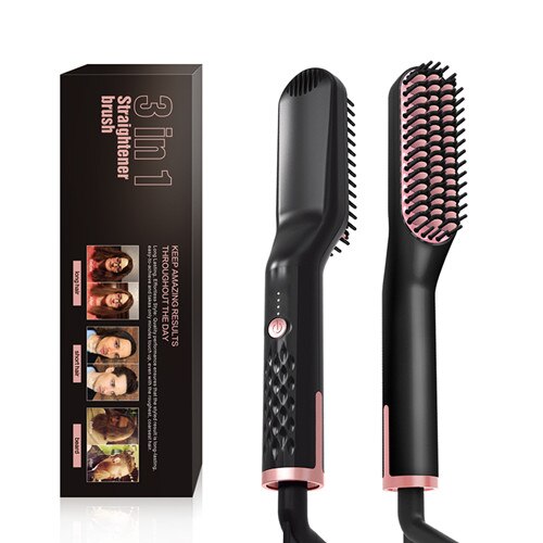 Comb Electric Beard Comb Men Quick Beard Straightener Styler Comb Multifunctional Beard Straightening Heat Brush: black-gold with box / EU