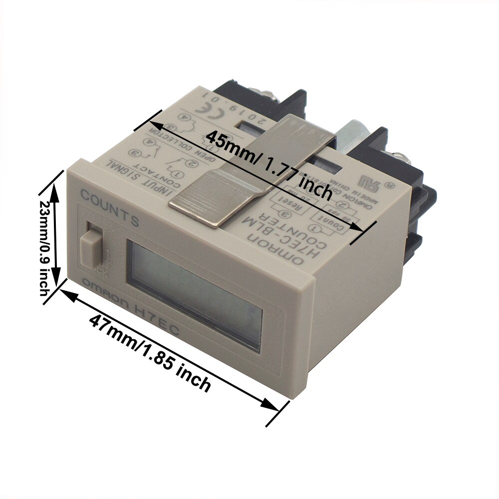 Non-Voltage 6 Digits Electronic LCD Display Screw Terminal Resettable Time Range Totalizing Counter H7EC-BLM 0-999999 hours