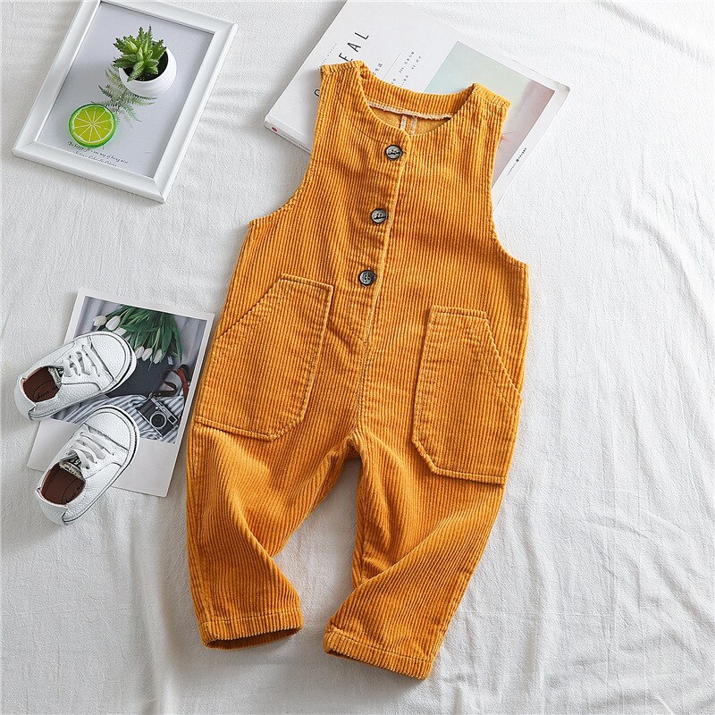 5063 Baby Kids Corduroy Losse Overalls Leuke Kids Alle Match Jarretel Broek Casual Jongens Broek 1-5 Jaar Baby overalls Outfits: orange / 120cm