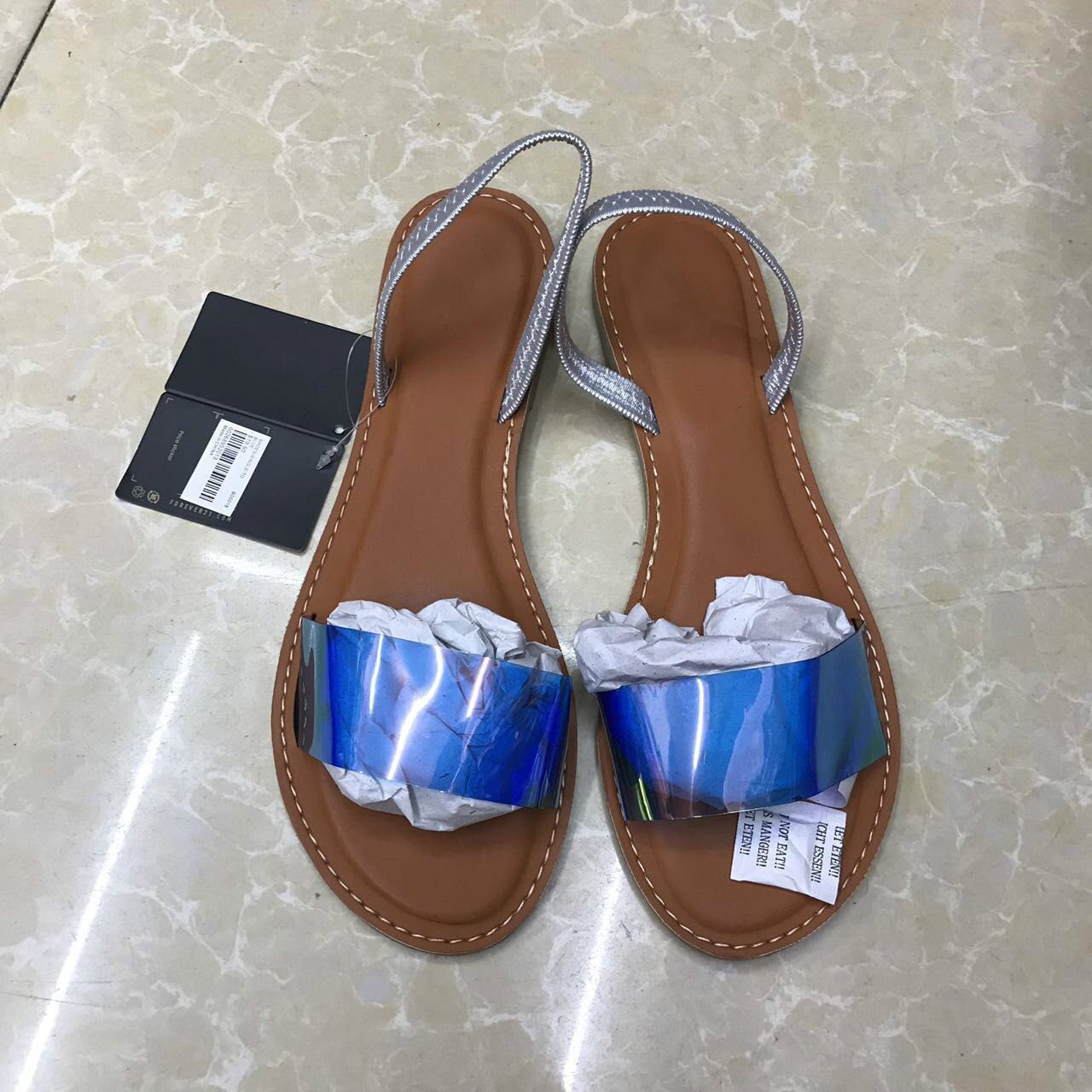 Zomer Vrouwen Sandalen Schoenen Eenvoudige Comfort Transparante Kleur Platte Mode Schoen Plus Size Vrouwelijke Sandalias Mujer: Blauw / 8.5