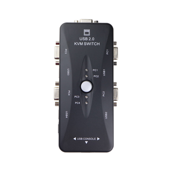 Usb Kvm Vga Switcher 4 Poorten Usb 2.0 Kvm Switch Box Adapter Een Knop Swapping Voor Computer, toetsenbord, Muis, Scanner, Printer: With No Cable
