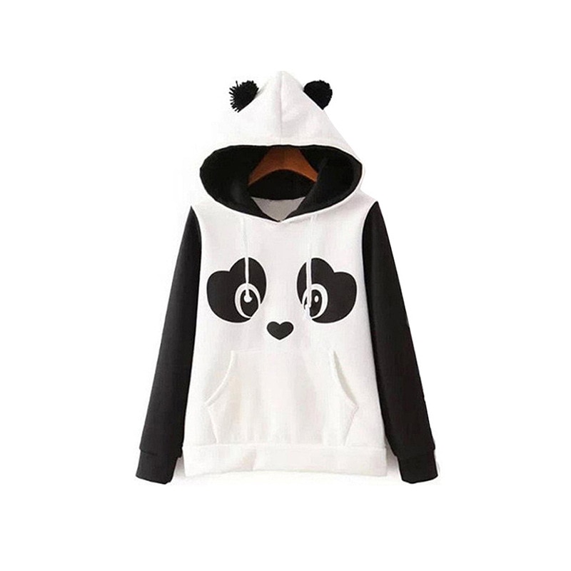 Søde panda hoodies efterår sweatshirt kvinder pullover kvindelige dejlige panda print sweatshirts til damer efterår hoodies pull femme: L
