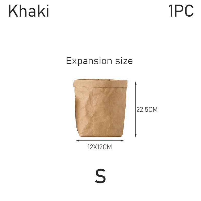 Washable Kraft Paper Refrigerator Storage Bag Desktop Organizer Office Kitchen Wardrobe Stationery Storage Pot Cover Storage Bag: Orange