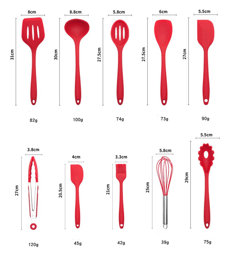 Red/Black Heat-Resistant Silicone Cookware Nonstick Cooking Tools Kitchen Baking Tool Sold Separately Kitchen Accessories