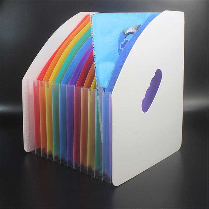 A4 Map Home School Office Data Management Opbergmap Plastic Stand 13-Layer Regenboog Binnenpagina Opslag Map