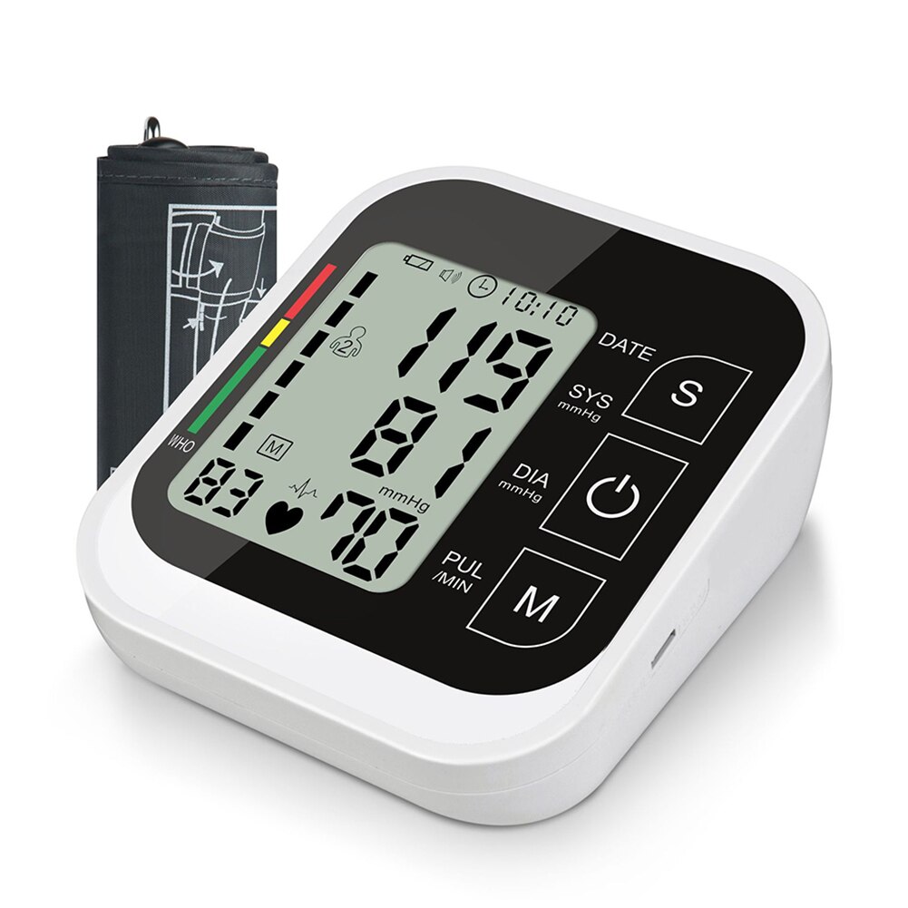 Draagbare Automatische Digitale Bovenarm Bloeddrukmeter Meter Gezondheid Bp Bloeddrukmeter Tonometer Hartslag Pulse Monitor