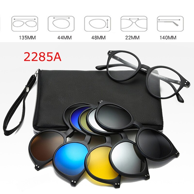 Moda optyczna ramka do okularów mężczyźni kobiety krótkowzroczność z 5 okulary przeciwsłoneczne w formie nakładki spolaryzowane okulary magnetyczne dla mężczyzn okulary RS1019: RS1019 2285A