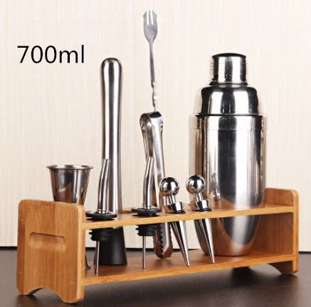 350ml/530ml/700ml rostfria bar cocktail shaker set party mixer set med träställ: Typ 3
