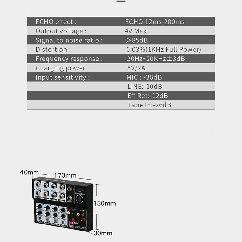 Musical Mini Sound Mixer 8 Channels o Mixers Effect USB Mixing Console Karaoke