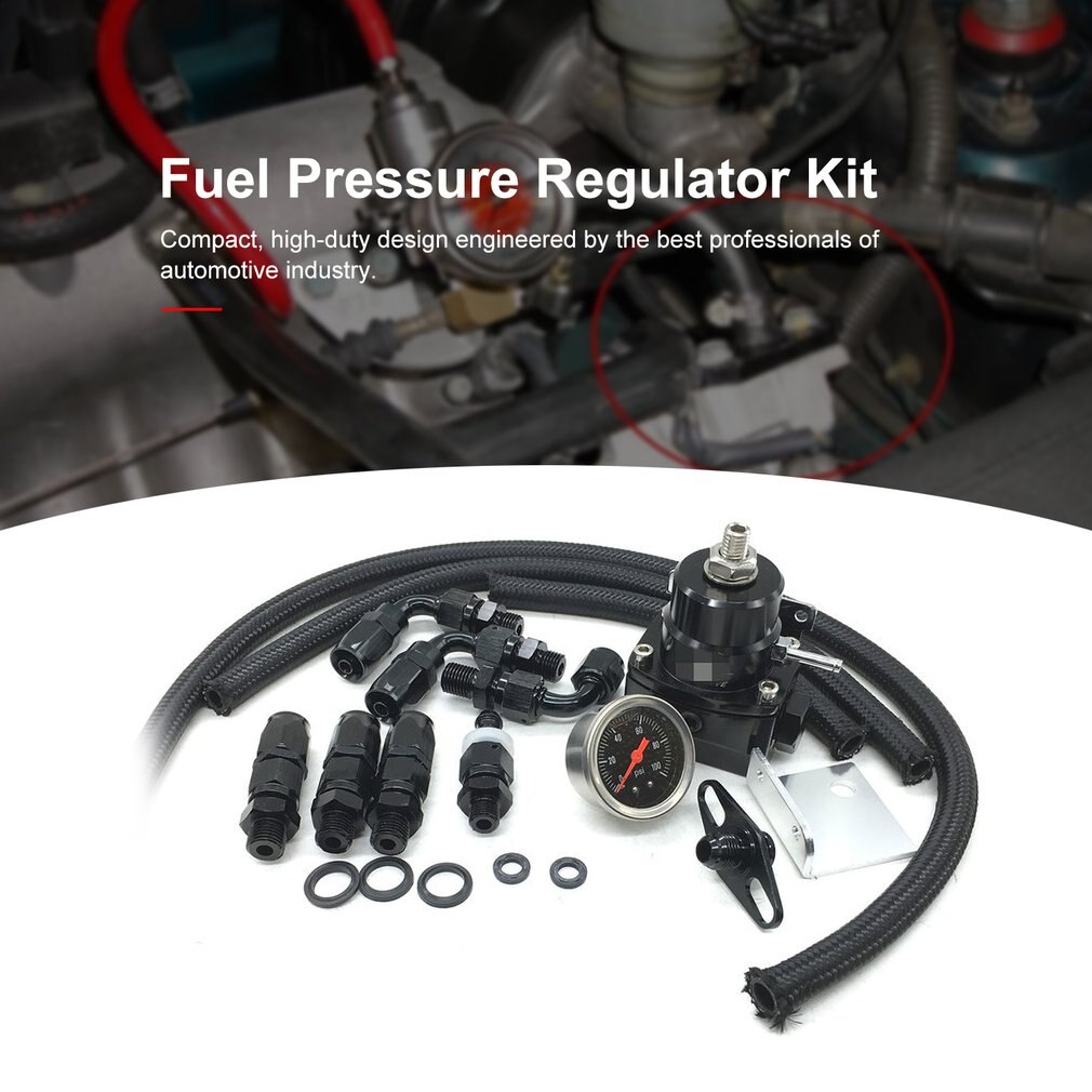 Verstelbare Fuel Pressure Regulator Kit Frp Fuel Pressure Regulator Met Gauge/6AN Slang/Olie Slang Fitting Adapter